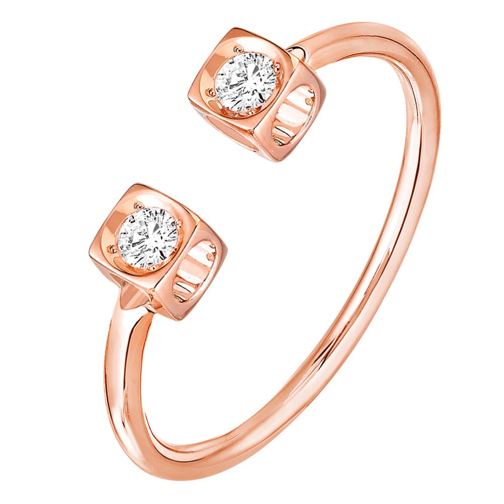 Bague dinh van Le Cube Diamants ouvert or rose et diamants Lepage