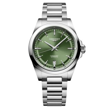 Montre Longines Conquest automatique cadran vert bracelet acier 38 mm L3.720.4.02.6