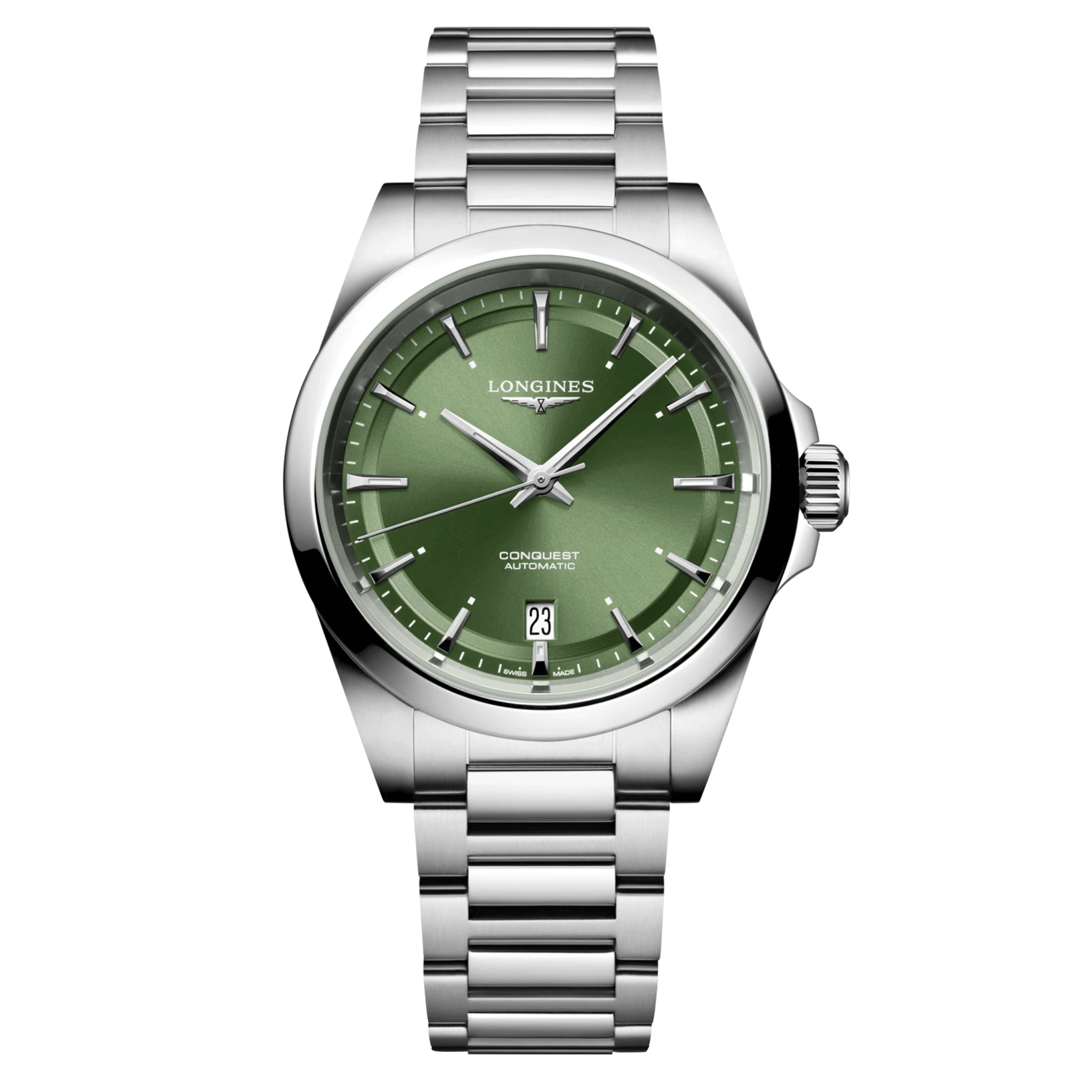 Montre Longines Conquest automatique cadran vert bracelet acier 38 mm L3.720.4.02.6