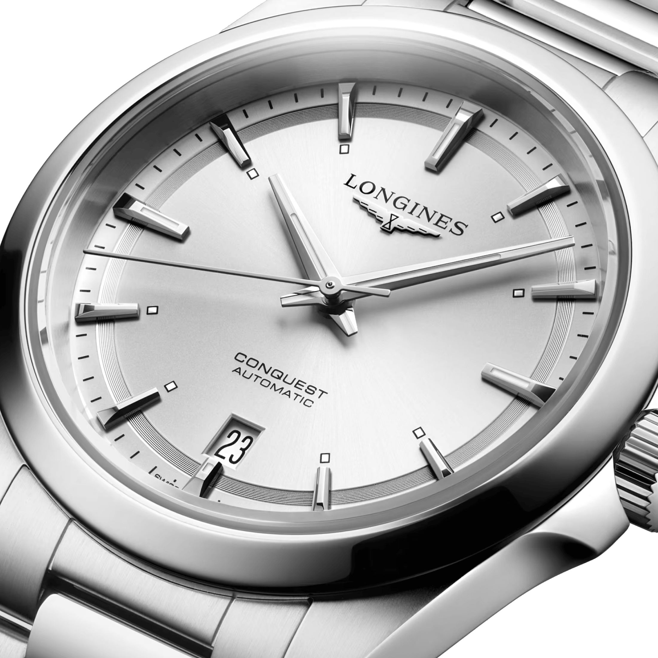 Montre Longines Conquest automatique cadran argent bracelet acier 38 mm L3.720.4.72.6