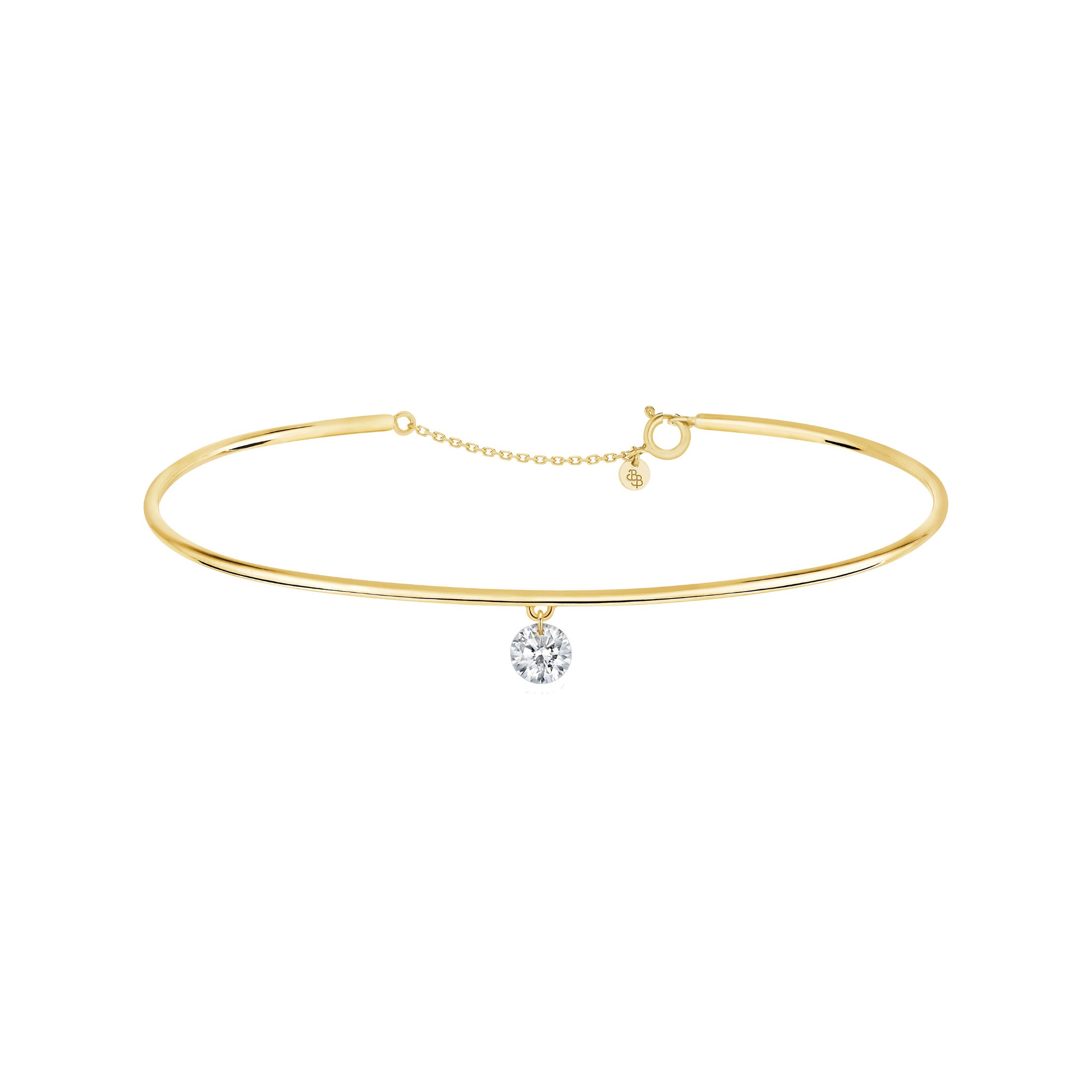 Jonc La Brune et La Blonde 360° en or jaune diamant taille brillant 0,30 carat - Soldat_PL