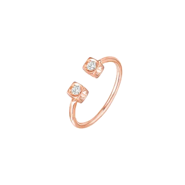 Bague Dinh Van Le Cube Diamant ouvert en or rose et diamants