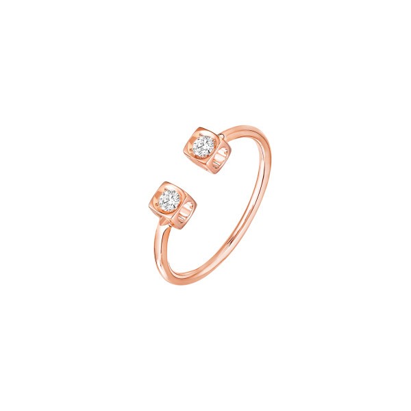 Bague Dinh Van Le Cube Diamant ouvert en or rose et diamants