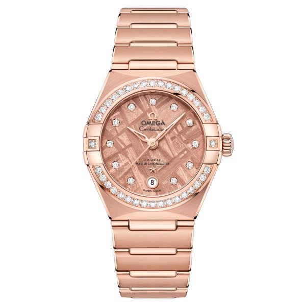 Montre Omega Constellation Météorite Or Sedna cadran or bracelet or rose 29 mm