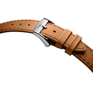 Longines Conquest Heritage automatic watch silver dial brown leather strap 38 mm L1.649.4.72.2