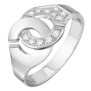 Bague Dinh Van Menottes R10 en or blanc et pavage diamants