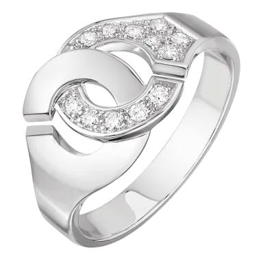 Bague Dinh Van Menottes R10 en or blanc et pavage diamants