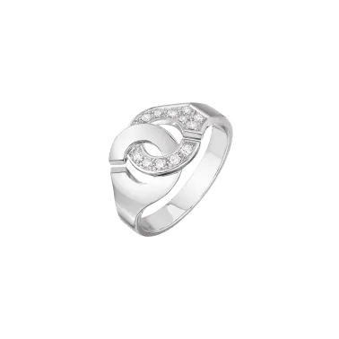 Bague Dinh Van Menottes R10 en or blanc et pavage diamants
