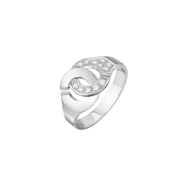 Bague Dinh Van Menottes R10 en or blanc et pavage diamants