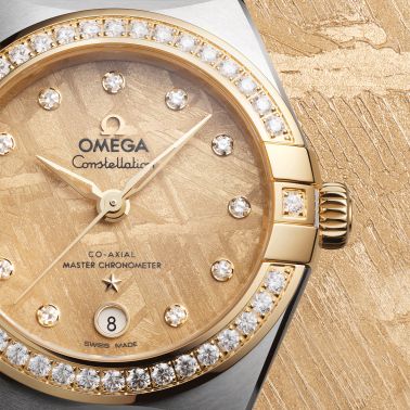 Montre Omega Constellation Météorite automatique or jaune & acier cadran or bracelet acier 29 mm