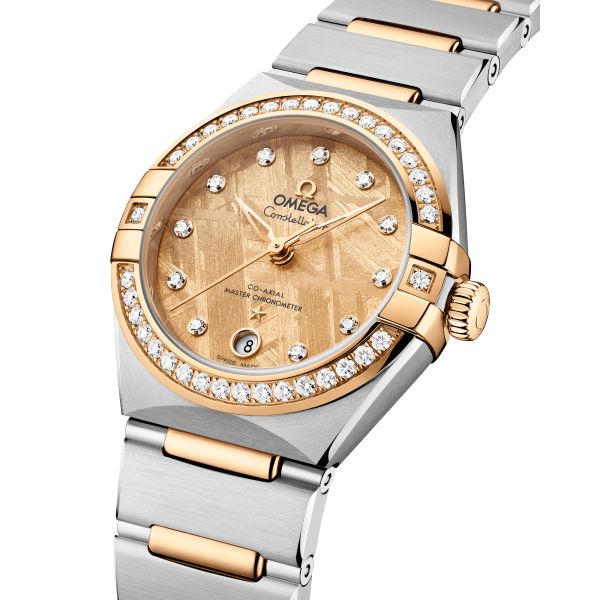 Montre Omega Constellation Météorite automatique or jaune & acier cadran or bracelet acier 29 mm