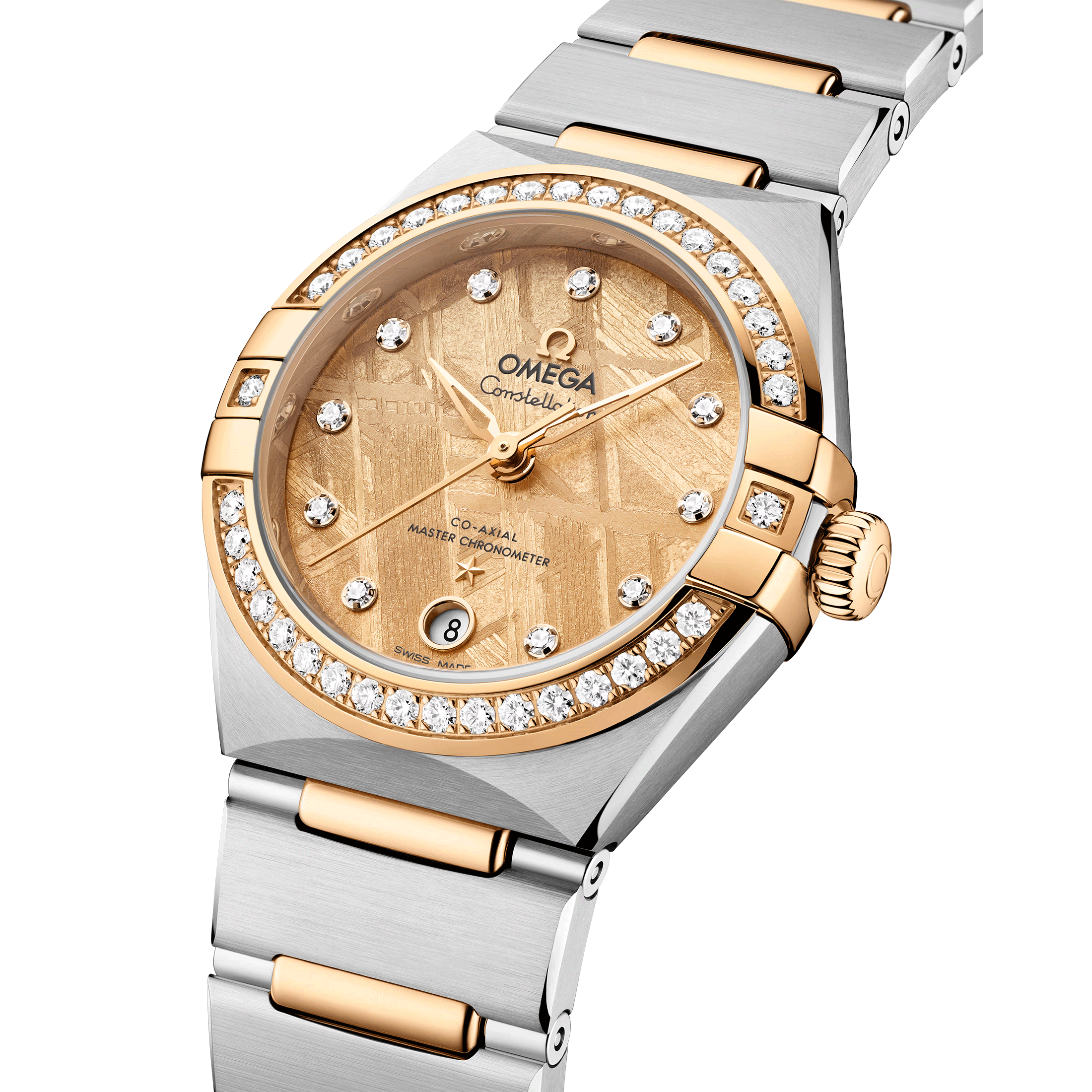 Montre Omega Constellation Météorite automatique or jaune & acier cadran or bracelet acier 29 mm