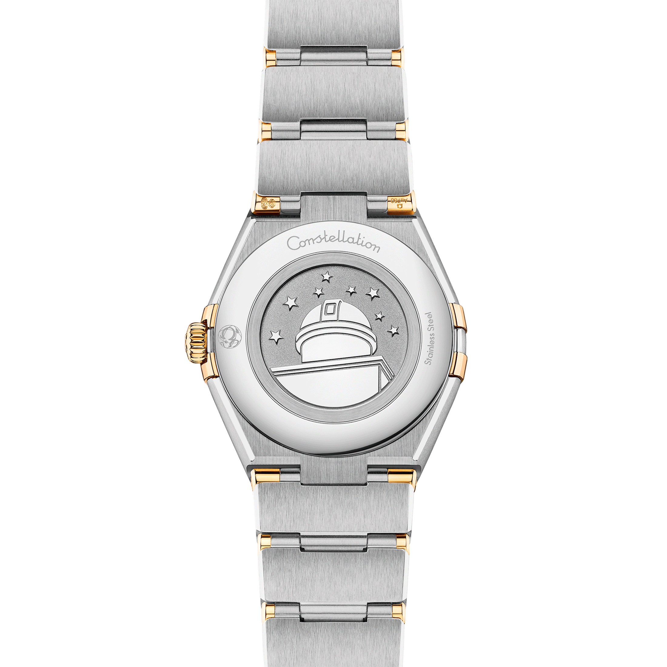 Montre Omega Constellation Météorite quartz or jaune & acier cadran vert bracelet acier 28 mm