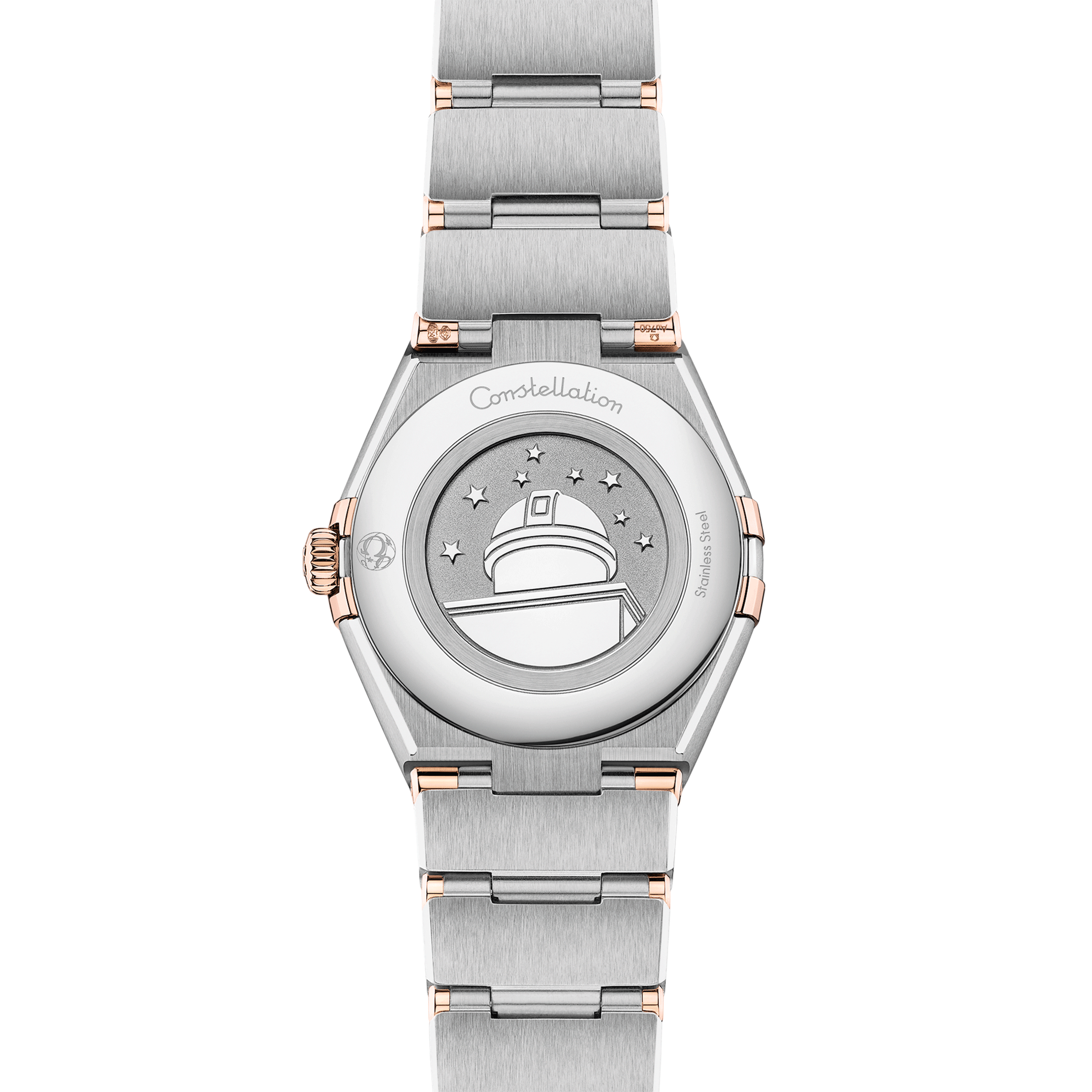 Montre Omega Constellation Météorite quartz or sedna & acier cadran bleu bracelet acier 28 mm