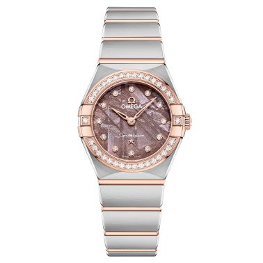 Montre Omega Constellation Météorite quartz or sedna & acier cadran lilas bracelet acier 25 mm