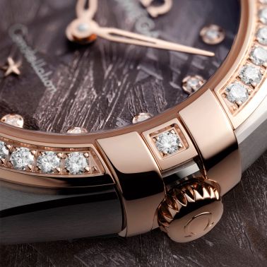 Montre Omega Constellation Météorite quartz or sedna & acier cadran lilas bracelet acier 25 mm