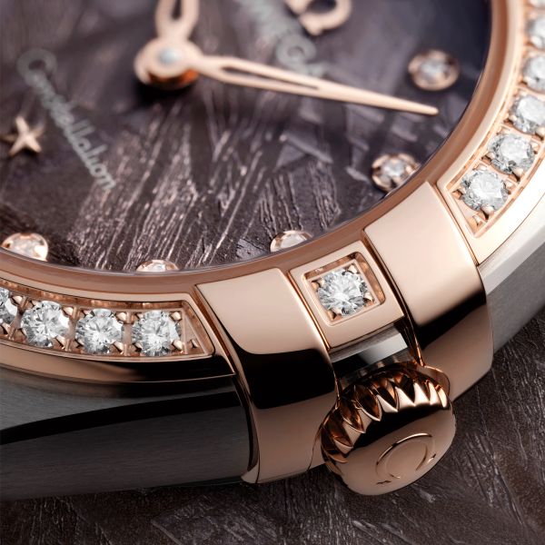 Montre Omega Constellation Météorite quartz or sedna & acier cadran lilas bracelet acier 25 mm