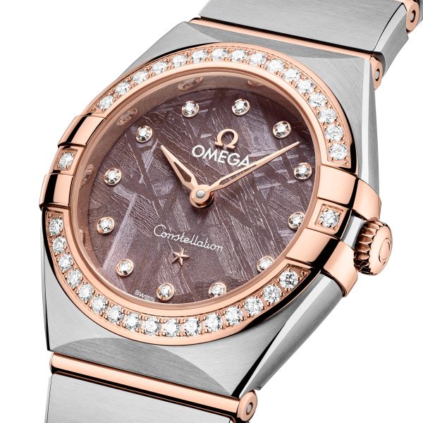 Montre Omega Constellation Météorite quartz or sedna & acier cadran lilas bracelet acier 25 mm