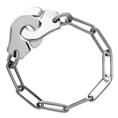 Bague Dinh Van Menottes R7 en or blanc sur chaîne