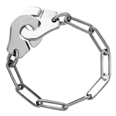 Bague Dinh Van Menottes R7 en or blanc sur chaîne