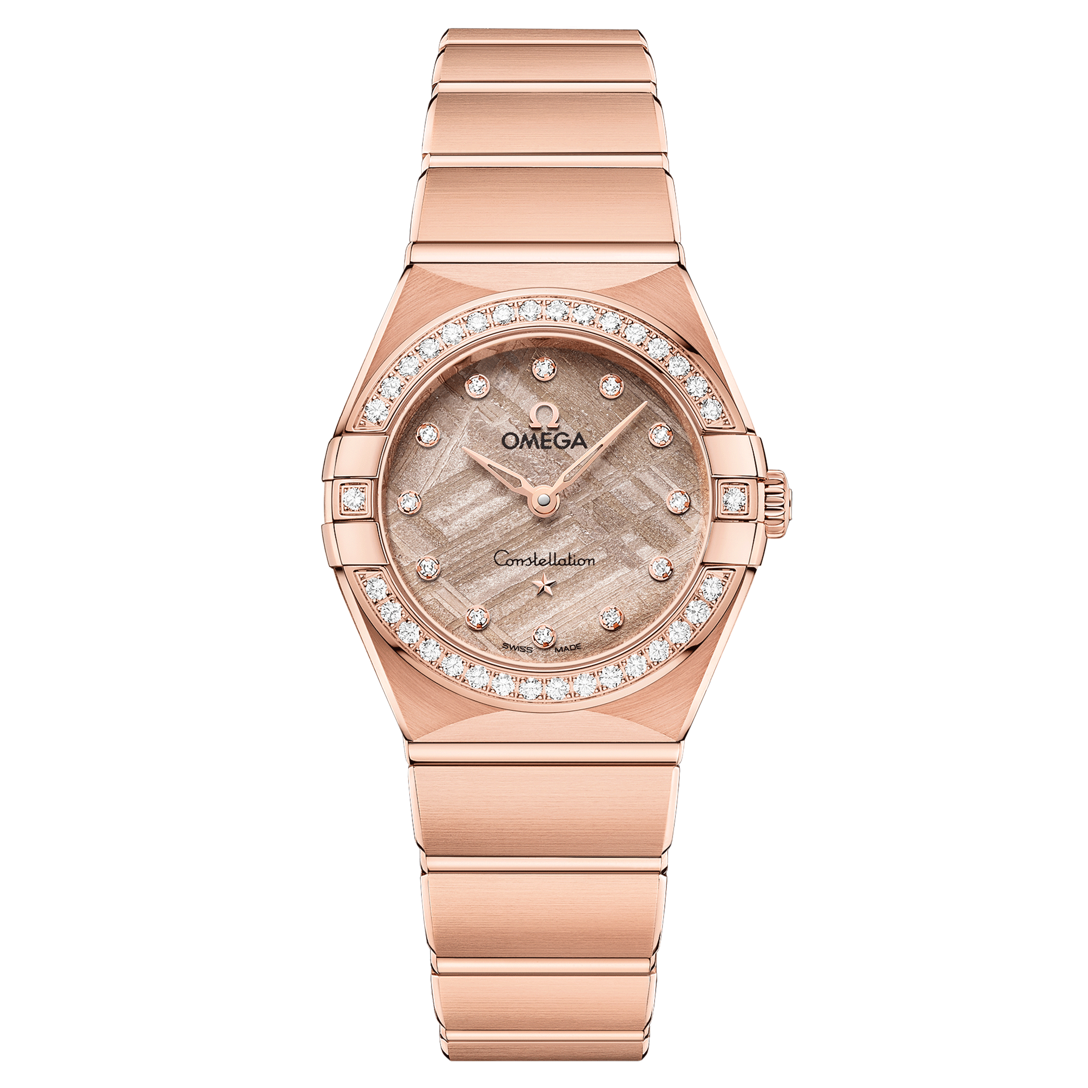 Montre Omega Constellation Météorite Or Sedna quartz cadran or bracelet or rose 25 mm