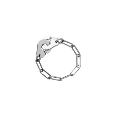 Bague Dinh Van Menottes R7 en or blanc sur chaîne