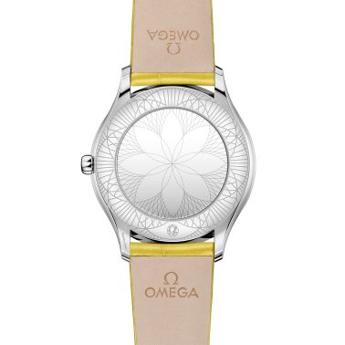 Omega De Ville Trésor quartz silver dial yellow leather strap 36 mm