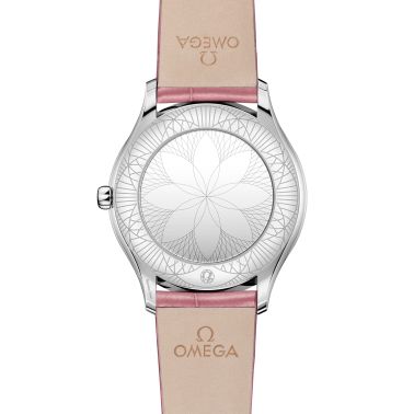 Omega De Ville Trésor quartz pink dial pink leather strap 36 mm