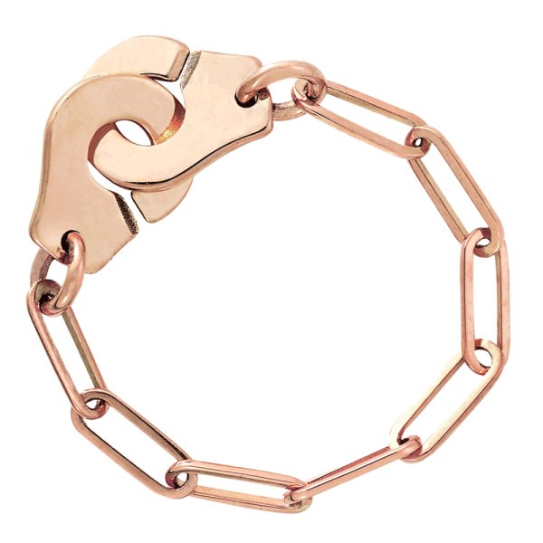 Bague Dinh Van Menottes R7 en or rose sur chaîne
