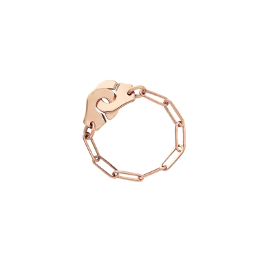 Bague Dinh Van Menottes R7 en or rose sur chaîne