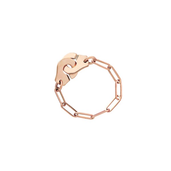 Bague Dinh Van Menottes R7 en or rose sur chaîne