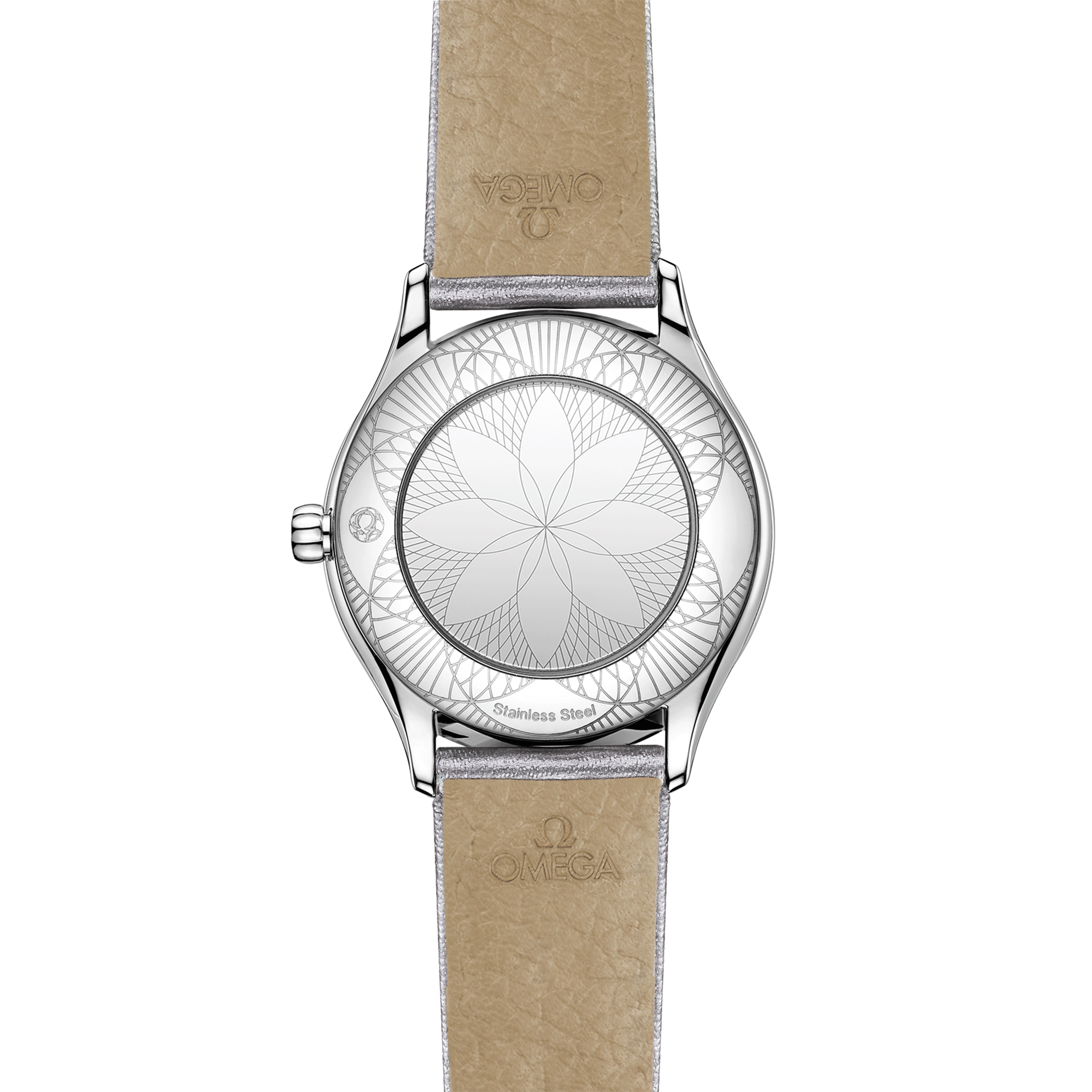 Omega De Ville Mini Trésor quartz white Grand Feu enamel dial grey double-turn leather strap 26 mm