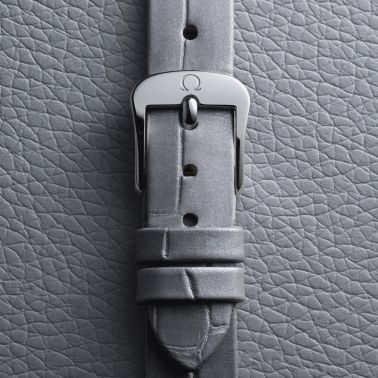 Omega De Ville Mini Trésor quartz white Grand Feu enamel dial grey leather strap 26 mm