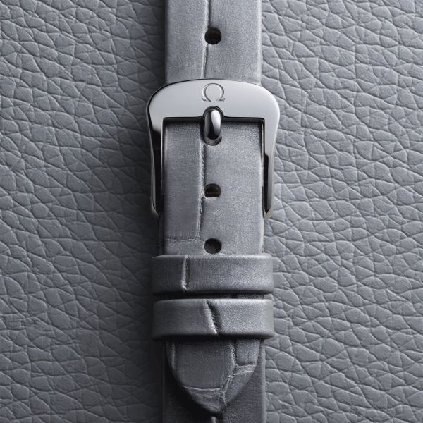 Omega De Ville Mini Trésor quartz white Grand Feu enamel dial grey leather strap 26 mm