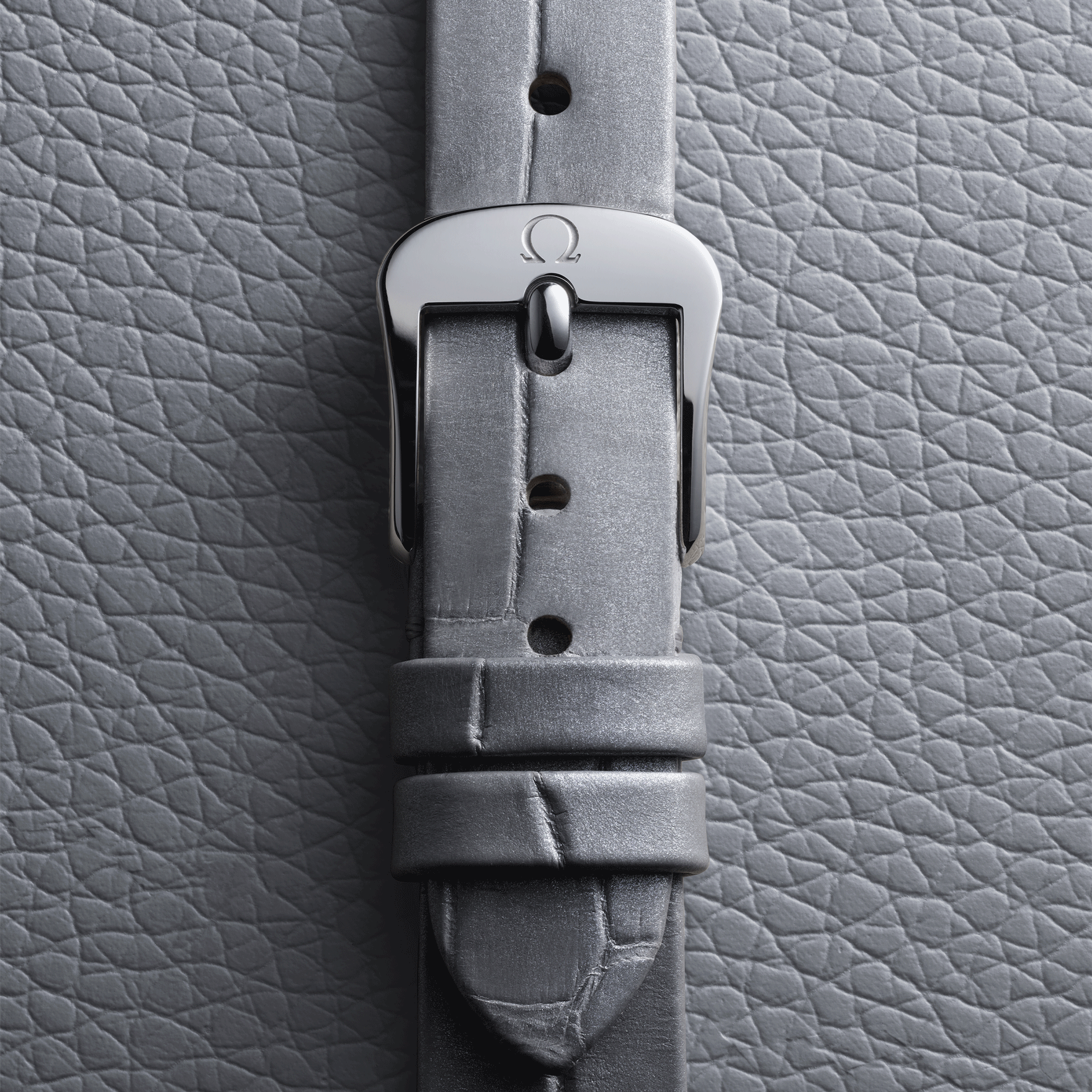 Omega De Ville Mini Trésor quartz white Grand Feu enamel dial grey leather strap 26 mm