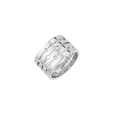 Bague Dinh Van Pulse grand modèle en or blanc et diamants