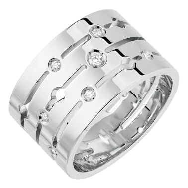 Bague Dinh Van Pulse grand modèle en or blanc et diamants