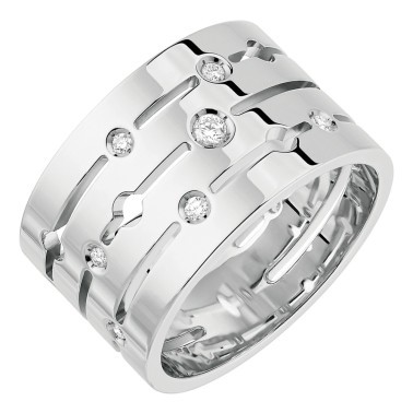 Bague Dinh Van Pulse grand modèle en or blanc et diamants