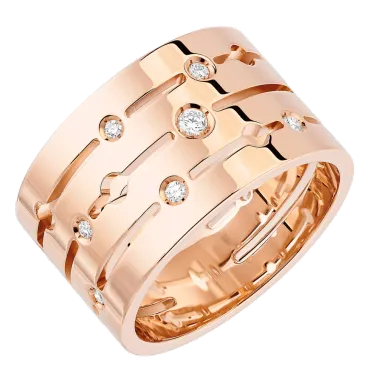 Bague Dinh Van Pulse grand modèle en or rose et diamants