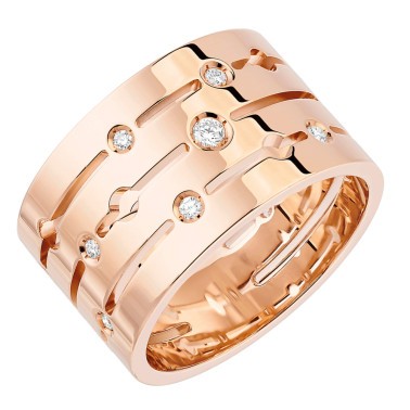 Bague Dinh Van Pulse grand modèle en or rose et diamants