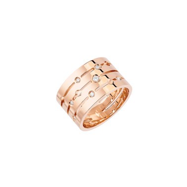 Bague Dinh Van Pulse grand modèle en or rose et diamants