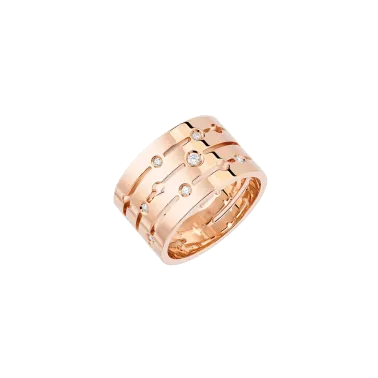 Bague Dinh Van Pulse grand modèle en or rose et diamants