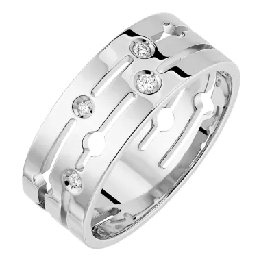 Bague Dinh Van Pulse moyen modèle en or blanc et diamants