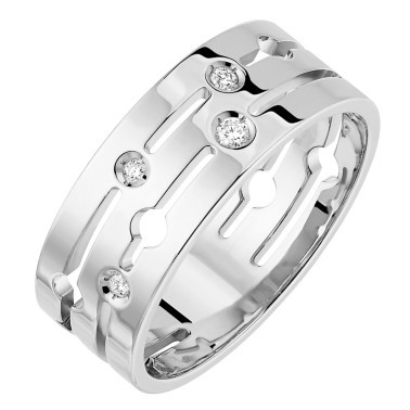 Bague Dinh Van Pulse moyen modèle en or blanc et diamants