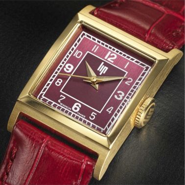 Montre Lip Churchill C18 quartz cadran bordeaux bracelet cuir 21 x 21 mm