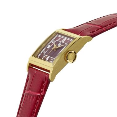 Montre Lip Churchill C18 quartz cadran bordeaux bracelet cuir 21 x 21 mm