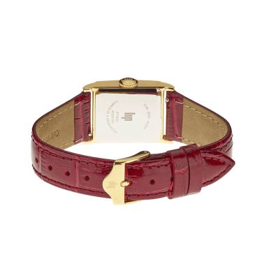 Montre Lip Churchill C18 quartz cadran bordeaux bracelet cuir 21 x 21 mm