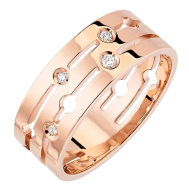 Bague Dinh Van Pulse moyen modèle en or rose et diamants