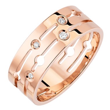 Bague Dinh Van Pulse moyen modèle en or rose et diamants