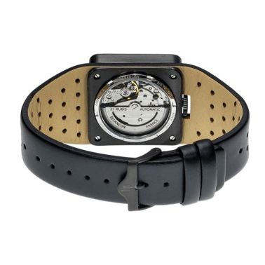 Montre Lip BIG TV Automatique PVD Noir cadran noir bracelet cuir 35 x 35 mm